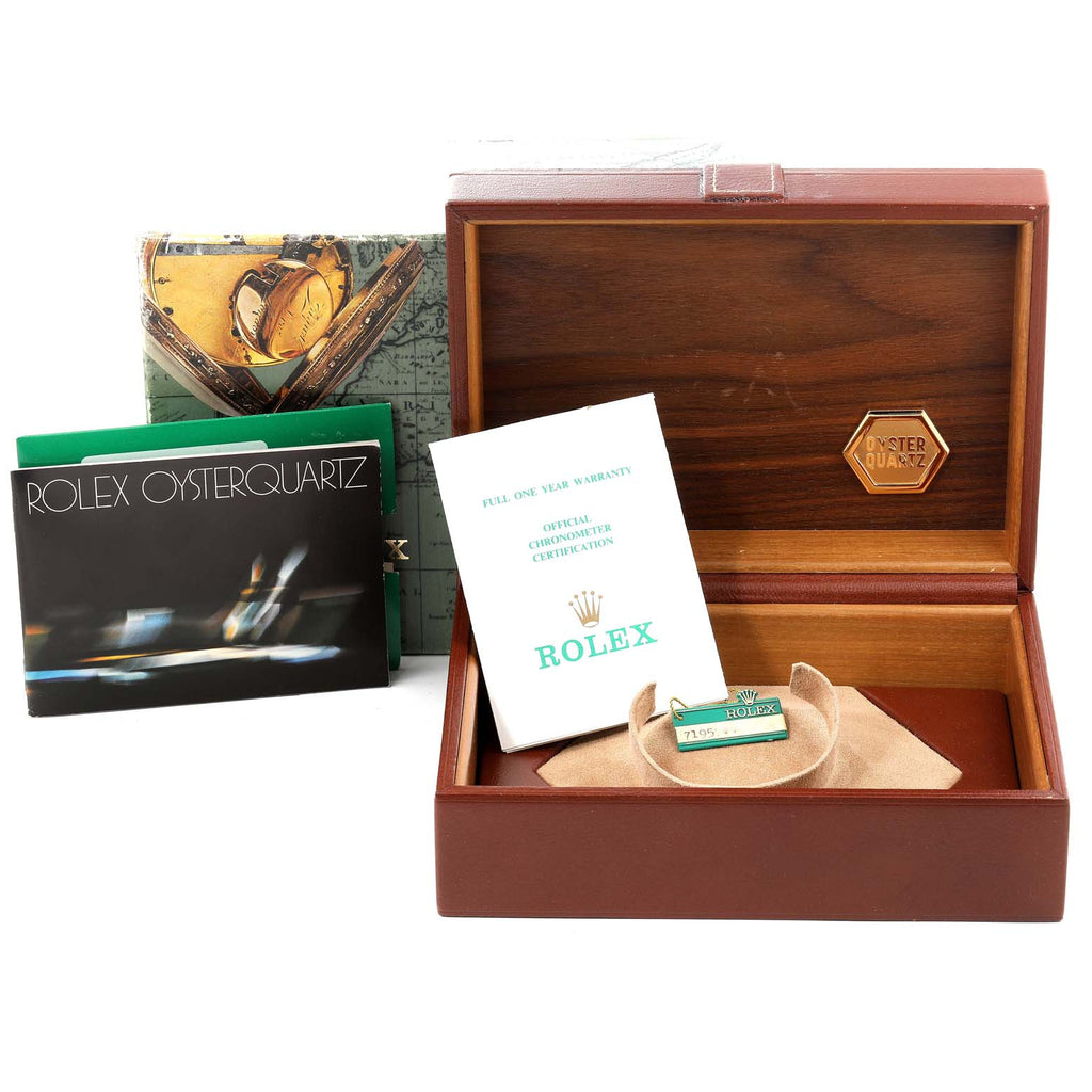 Rolex Oysterquartz President Day-Date Yellow Gold Diamond Watch 19018 Box Papers