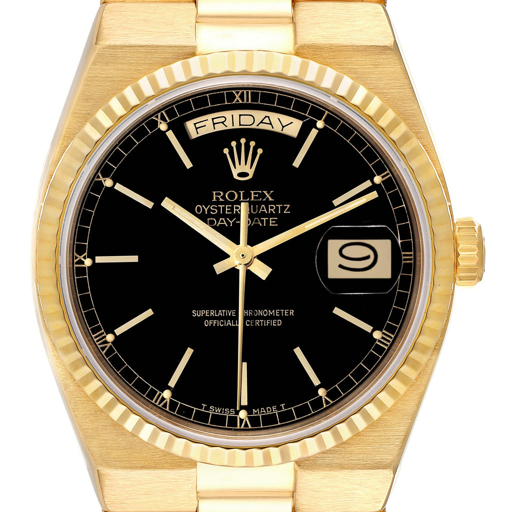 Rolex Oysterquartz President Day-Date Yellow Gold Mens Watch 19018 Papers