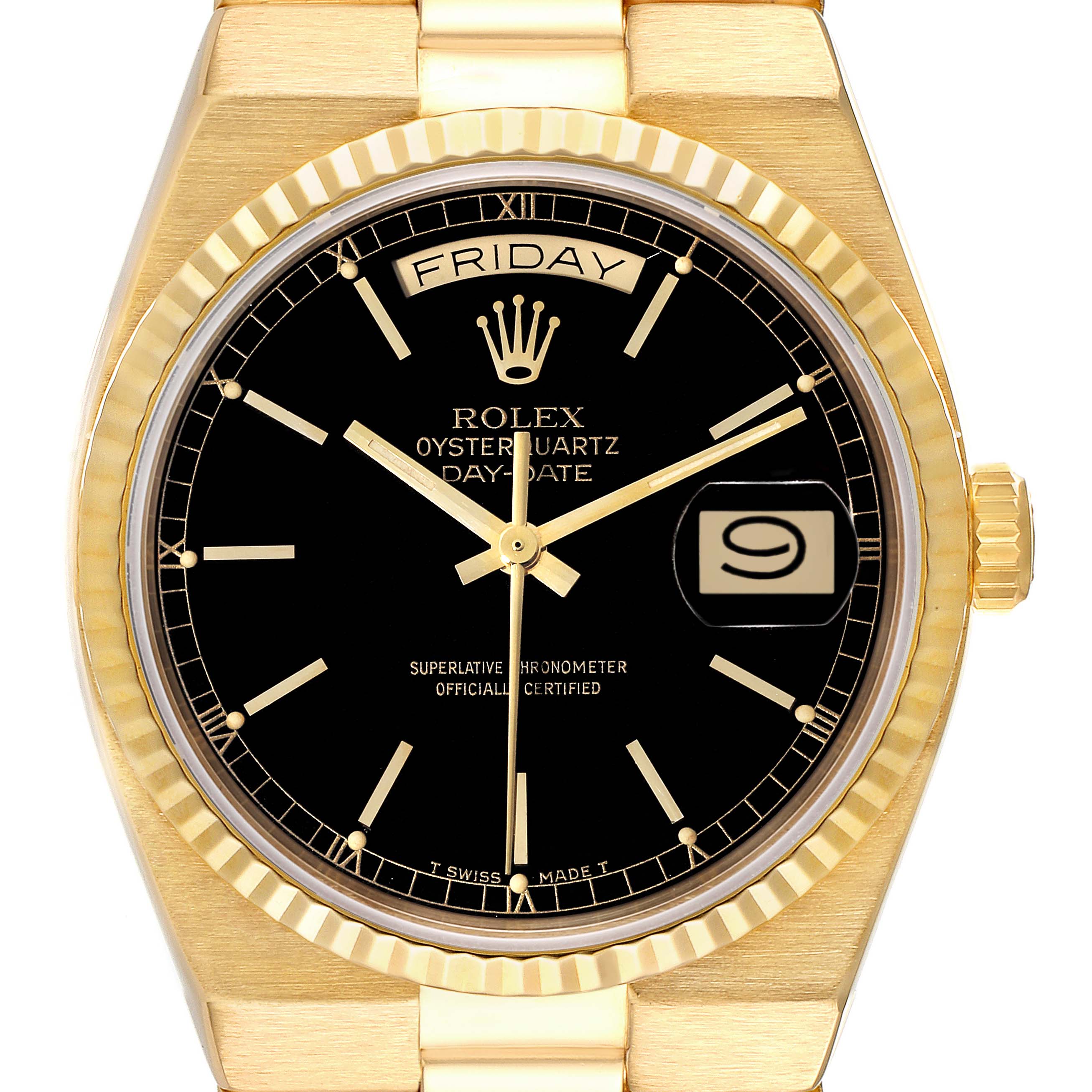 Rolex Oysterquartz President Day-Date Yellow Gold Mens Watch 19018 Papers