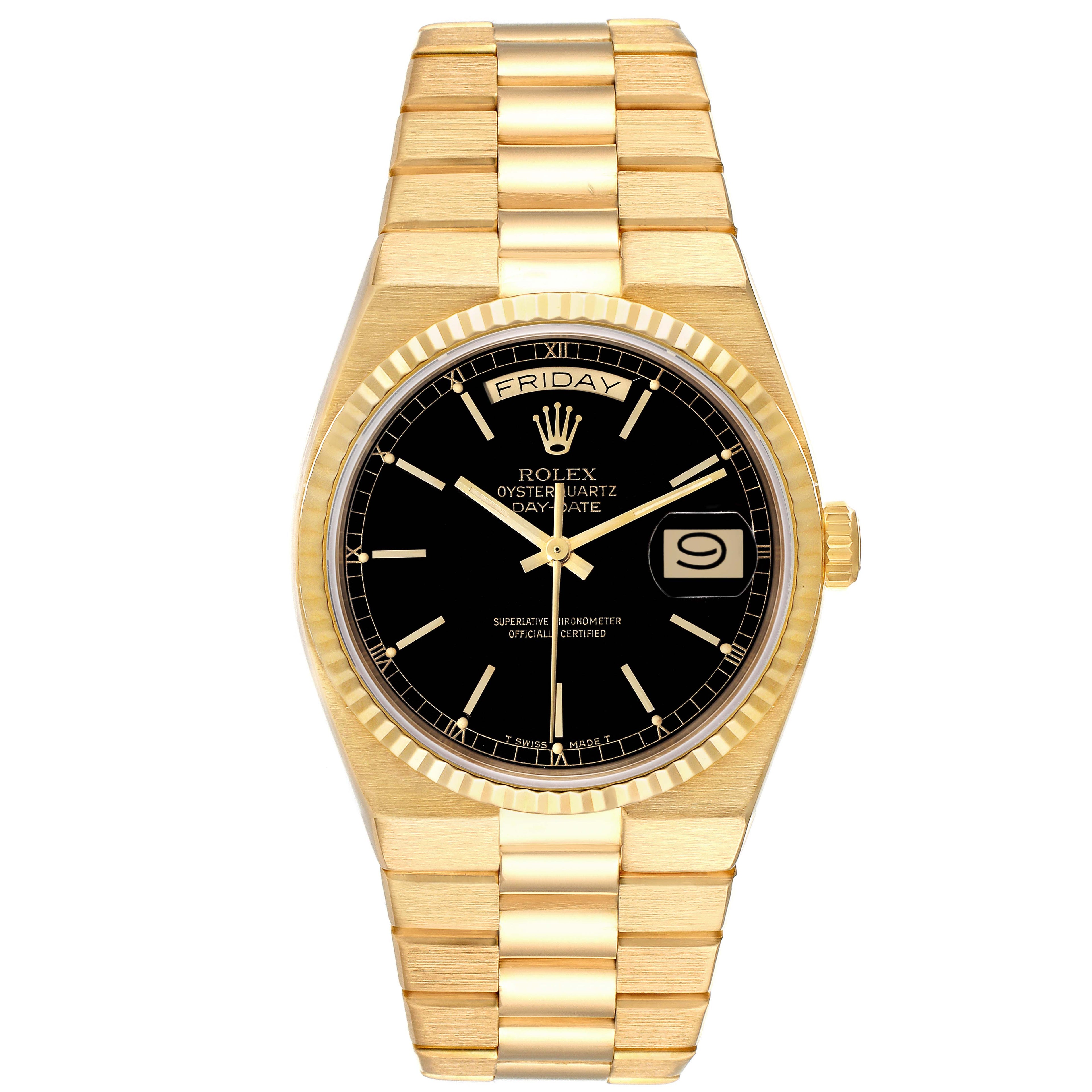 Rolex Oysterquartz President Day-Date Yellow Gold Mens Watch 19018 Papers