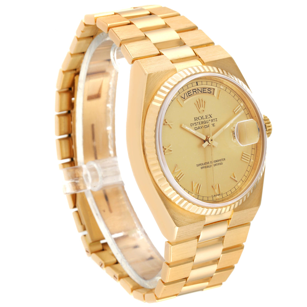 Rolex Oysterquartz President Yellow Gold Champagne Dial Mens Watch 19018