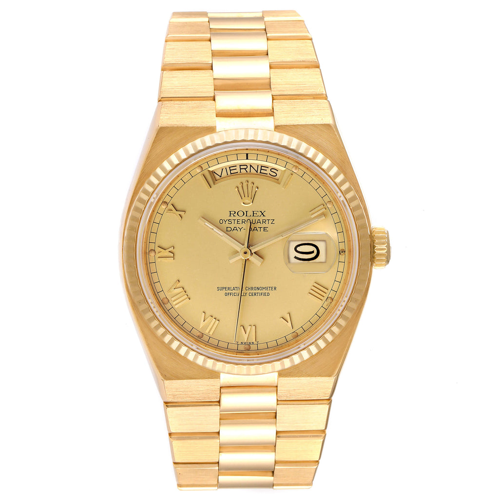 Rolex Oysterquartz President Yellow Gold Champagne Dial Mens Watch 19018