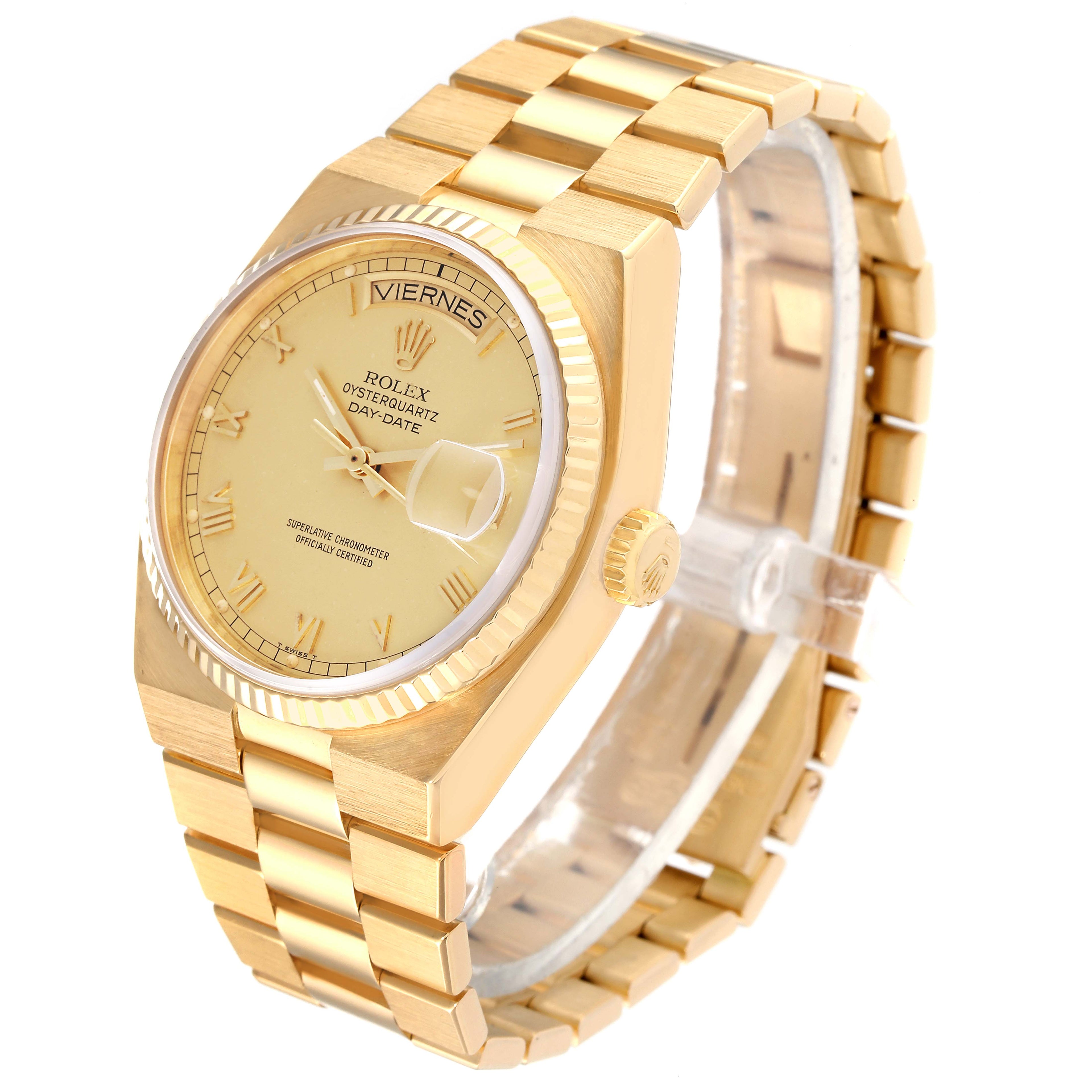 Rolex Oysterquartz President Yellow Gold Champagne Dial Mens Watch 19018