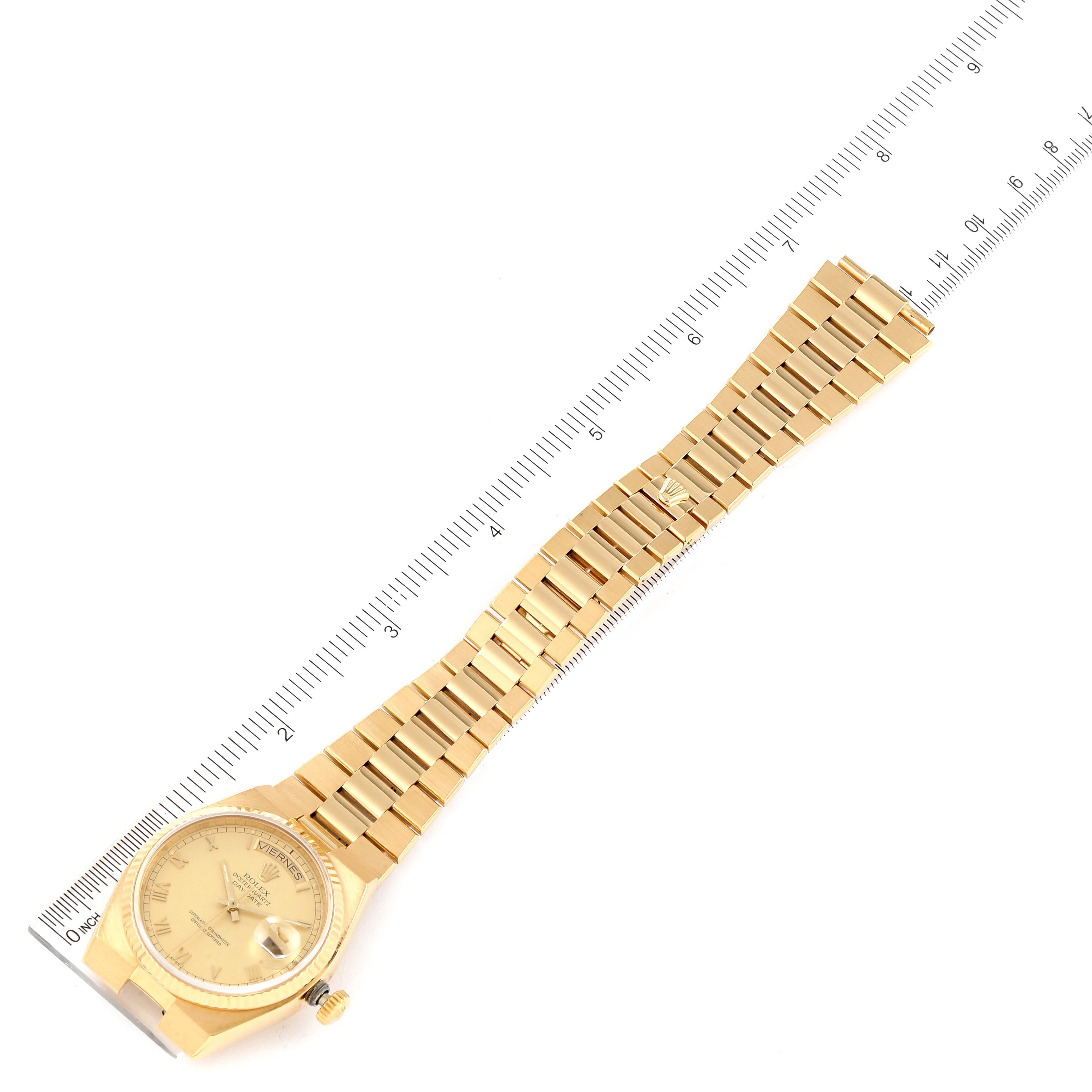 Rolex Oysterquartz President Yellow Gold Champagne Dial Mens Watch 19018