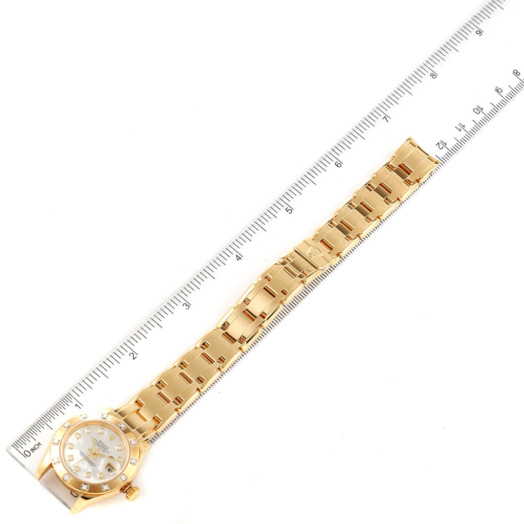 Rolex Pearlmaster Yellow Gold Mother of Pearl Diamond Ladies Watch 80318