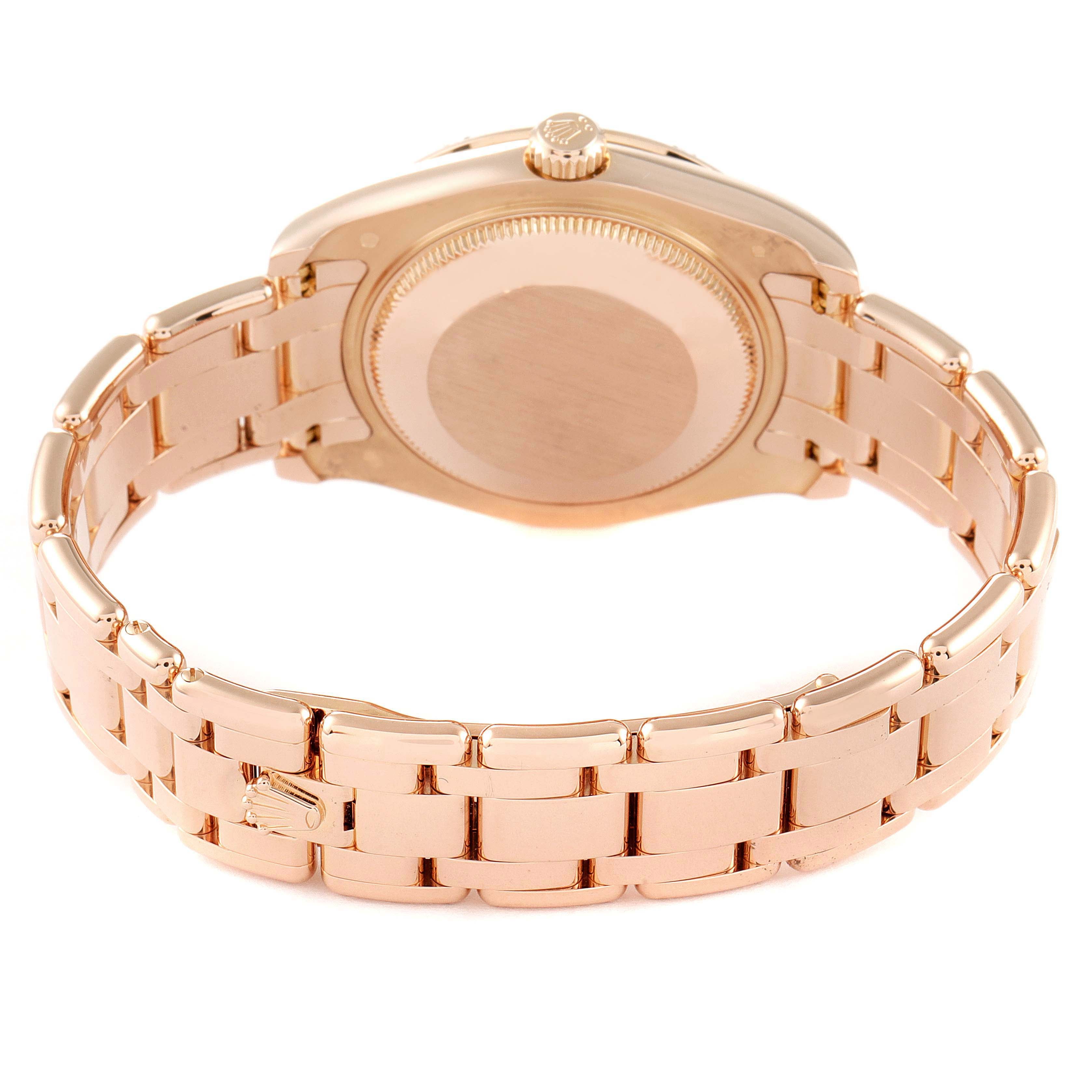 Rolex Pearlmaster 34 18k Rose Gold Diamond Ladies Watch 81315