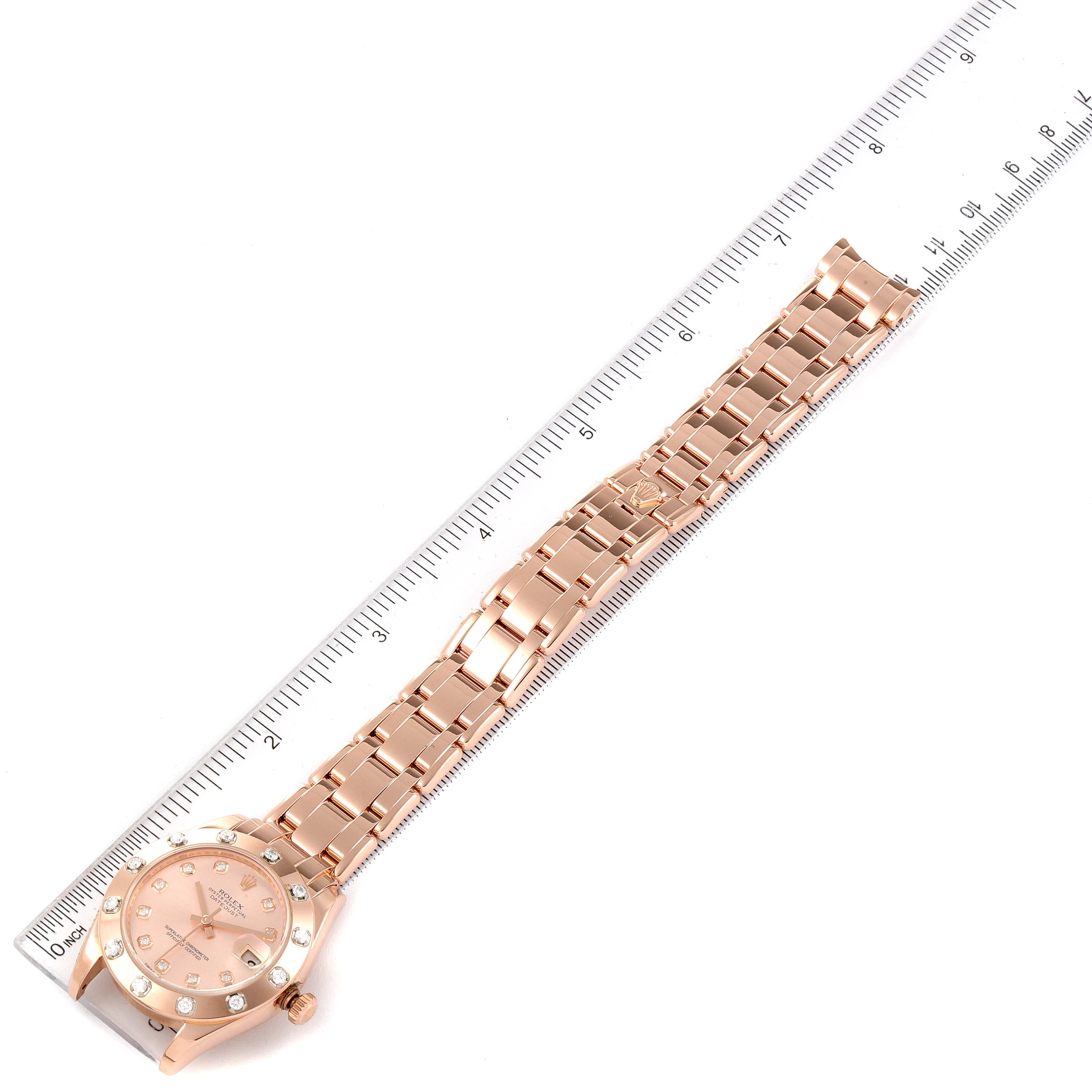 Rolex Pearlmaster 34 18k Rose Gold Diamond Ladies Watch 81315