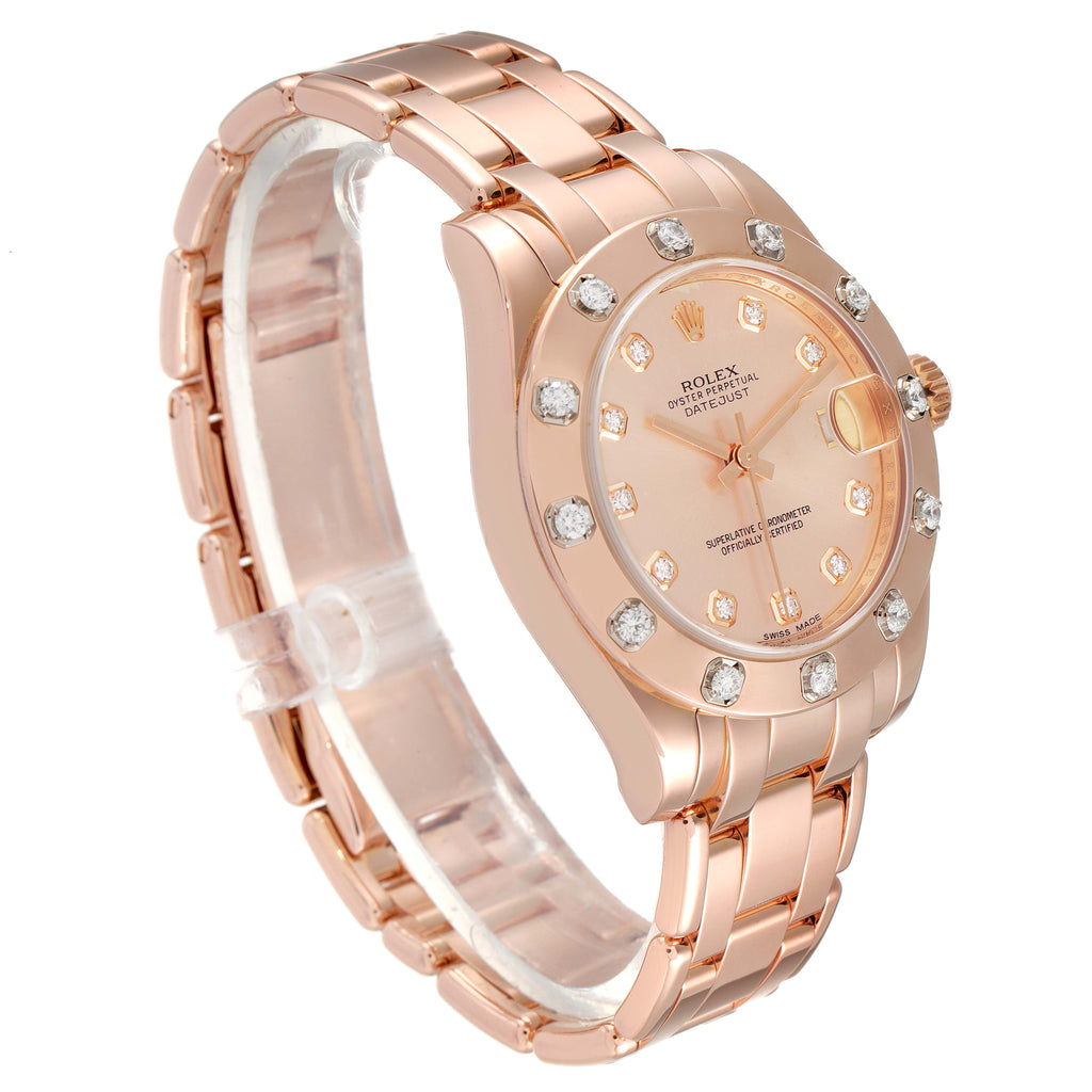Rolex Pearlmaster 34 18k Rose Gold Diamond Ladies Watch 81315