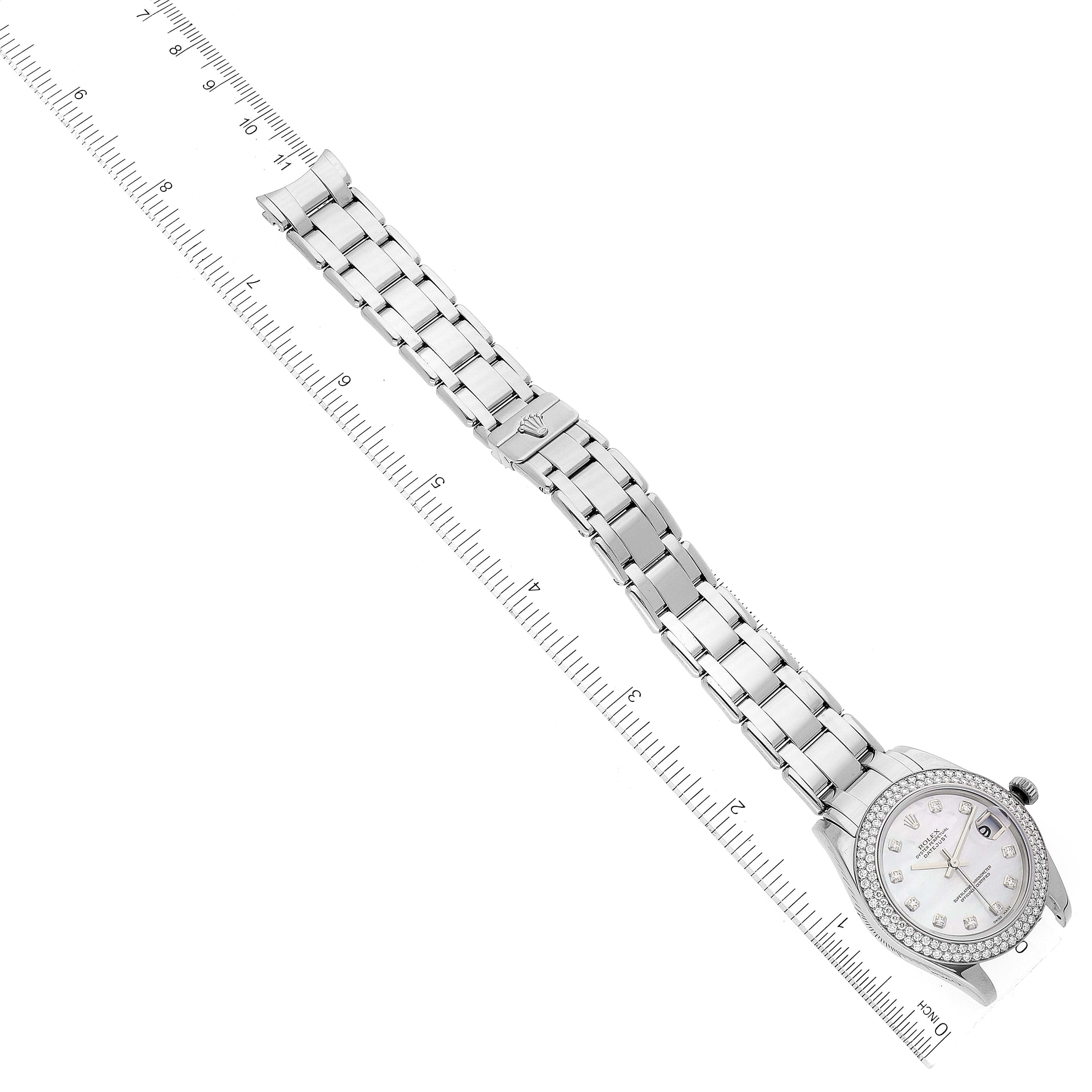 Rolex Pearlmaster 34 18k White Gold MOP Diamond Dial Ladies Watch 81339
