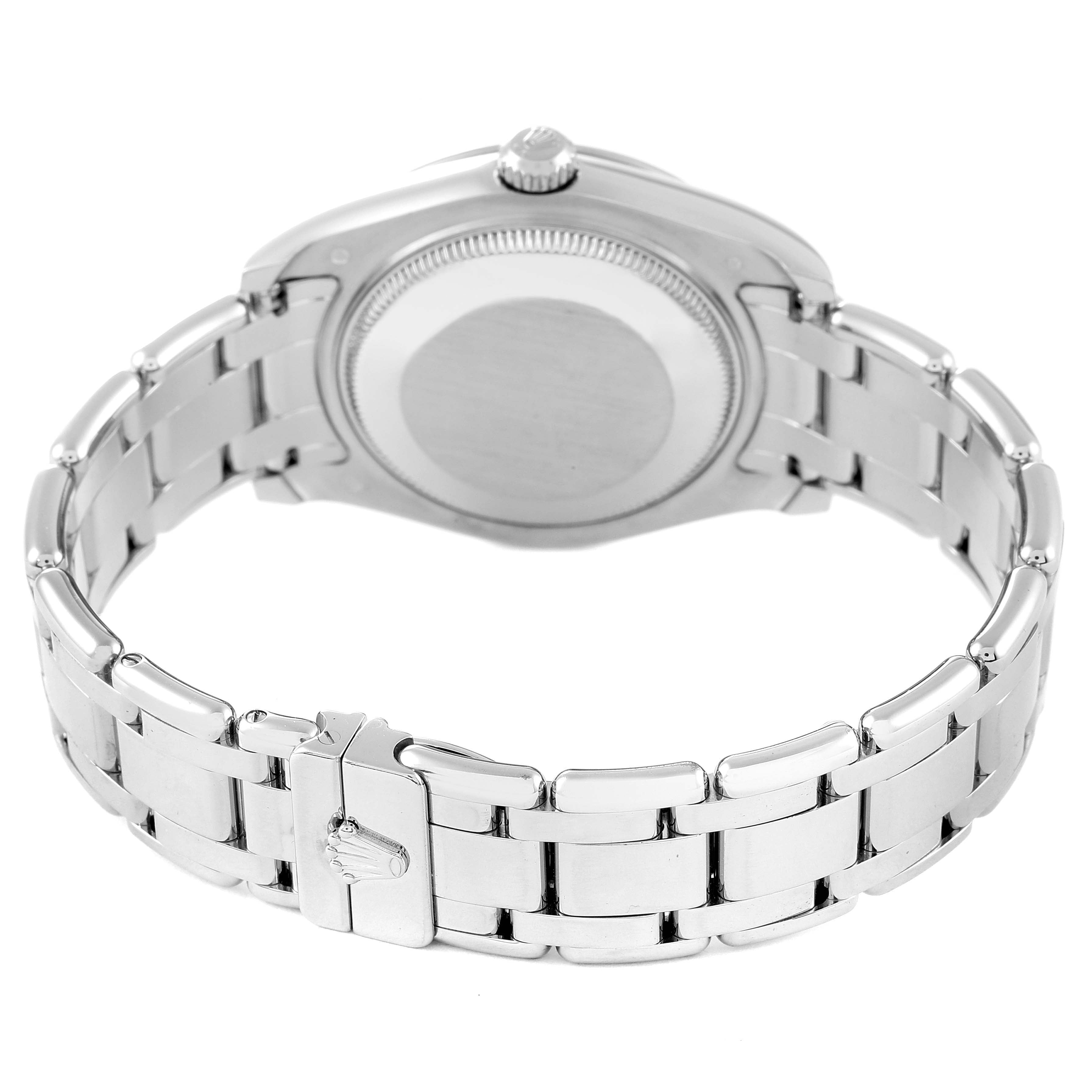 Rolex Pearlmaster 34 18k White Gold MOP Diamond Dial Ladies Watch 81339
