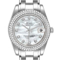 Rolex Pearlmaster 34 18k White Gold MOP Diamond Dial Ladies Watch 81339