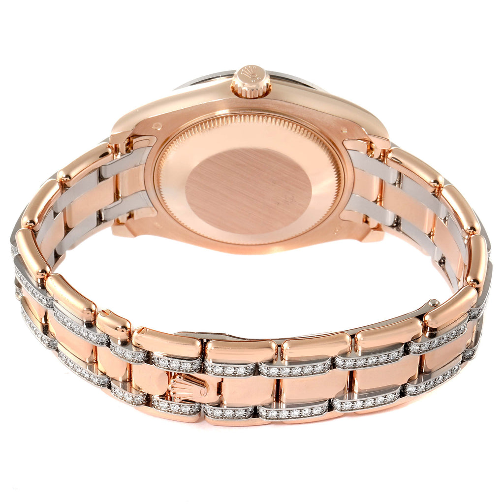 Rolex Pearlmaster 34 Rose Gold Pave Diamond Dial Ladies Watch 81285