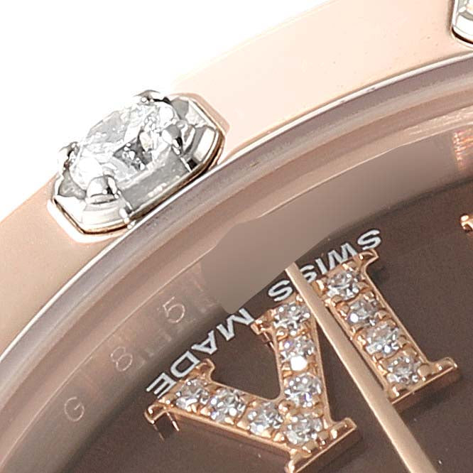 Rolex Pearlmaster 34mm Brown Dial Rose Gold Diamond Ladies Watch 81315