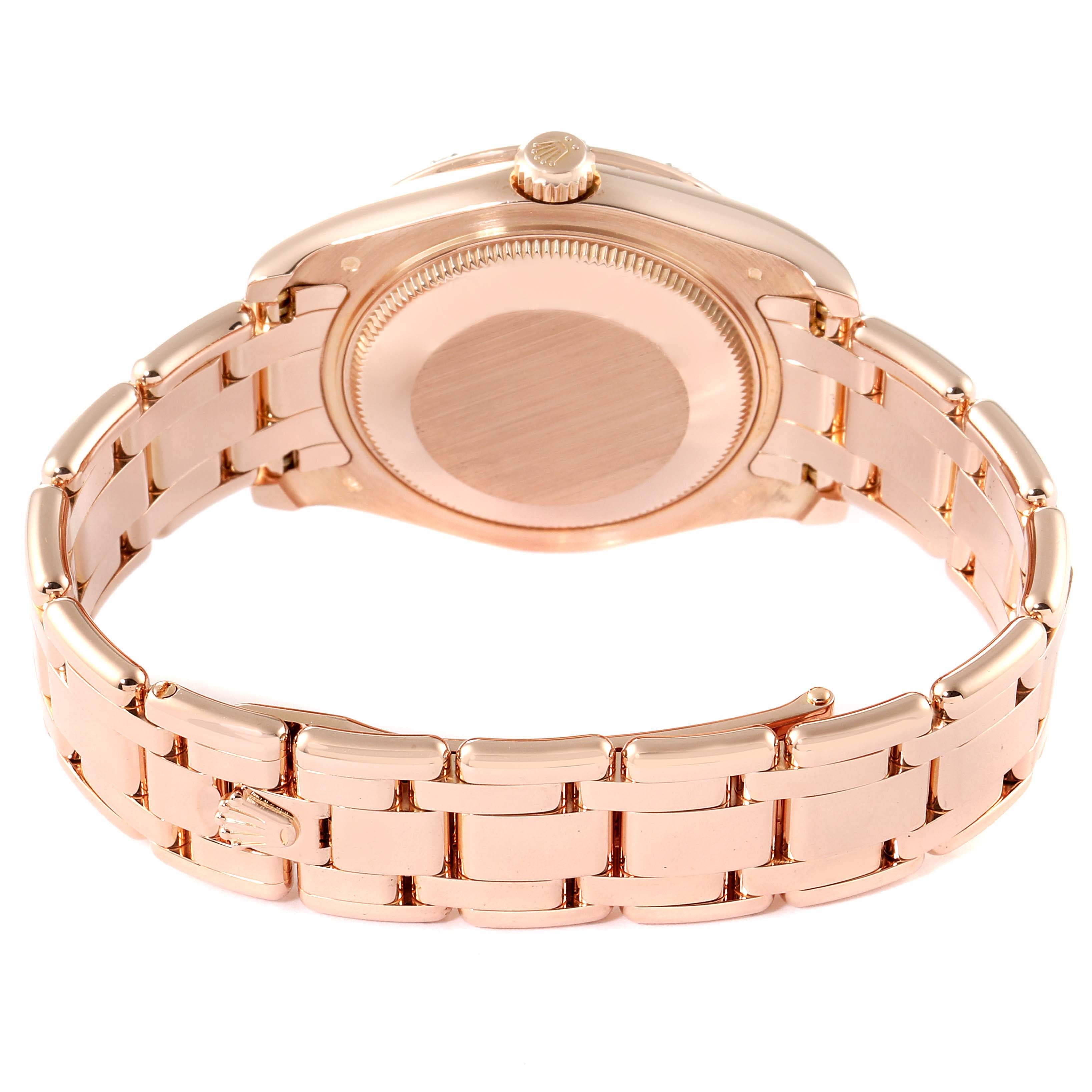 Rolex Pearlmaster 34mm Brown Dial Rose Gold Diamond Ladies Watch 81315