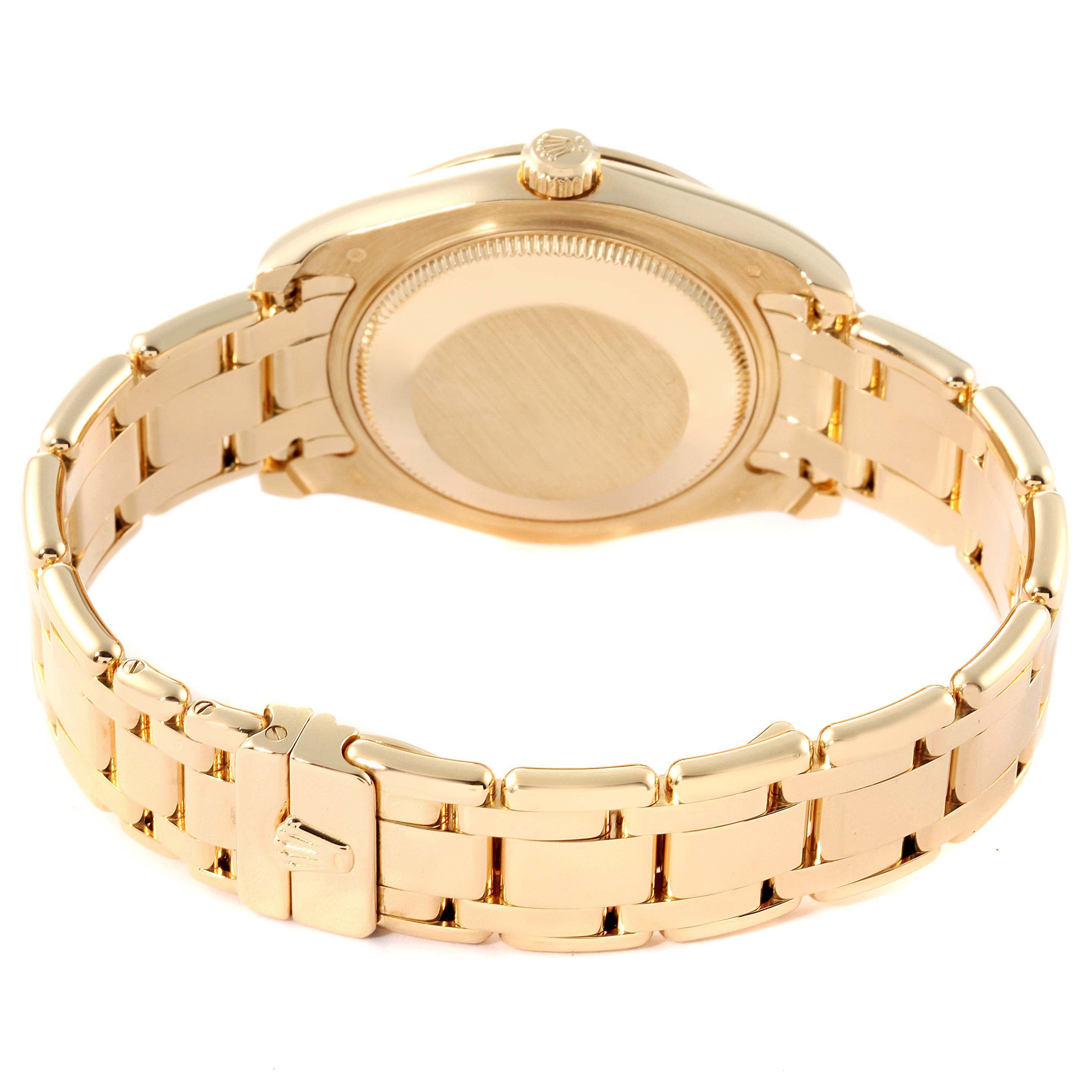 Rolex Pearlmaster 34mm Yellow Gold MOP Diamond Ladies Watch 81158 Box Papers
