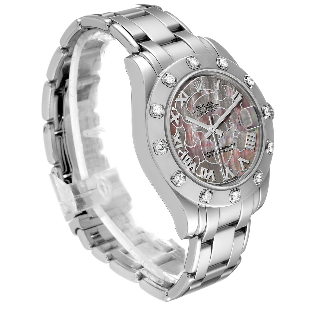 Rolex Pearlmaster Midsize White Gold Mother of Pearl Diamond Ladies Watch 81319 Box Card
