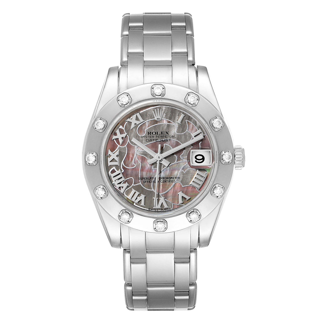 Rolex Pearlmaster Midsize White Gold Mother of Pearl Diamond Ladies Watch 81319 Box Card