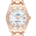Rolex Pearlmaster Rose Gold Mother of Pearl Diamond Ladies Watch 81315 Box Card