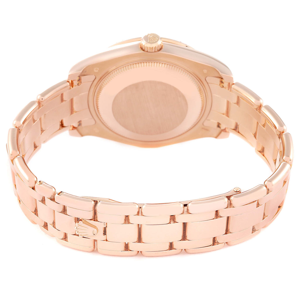 Rolex Pearlmaster Rose Gold Mother of Pearl Diamond Ladies Watch 81315 Box Card