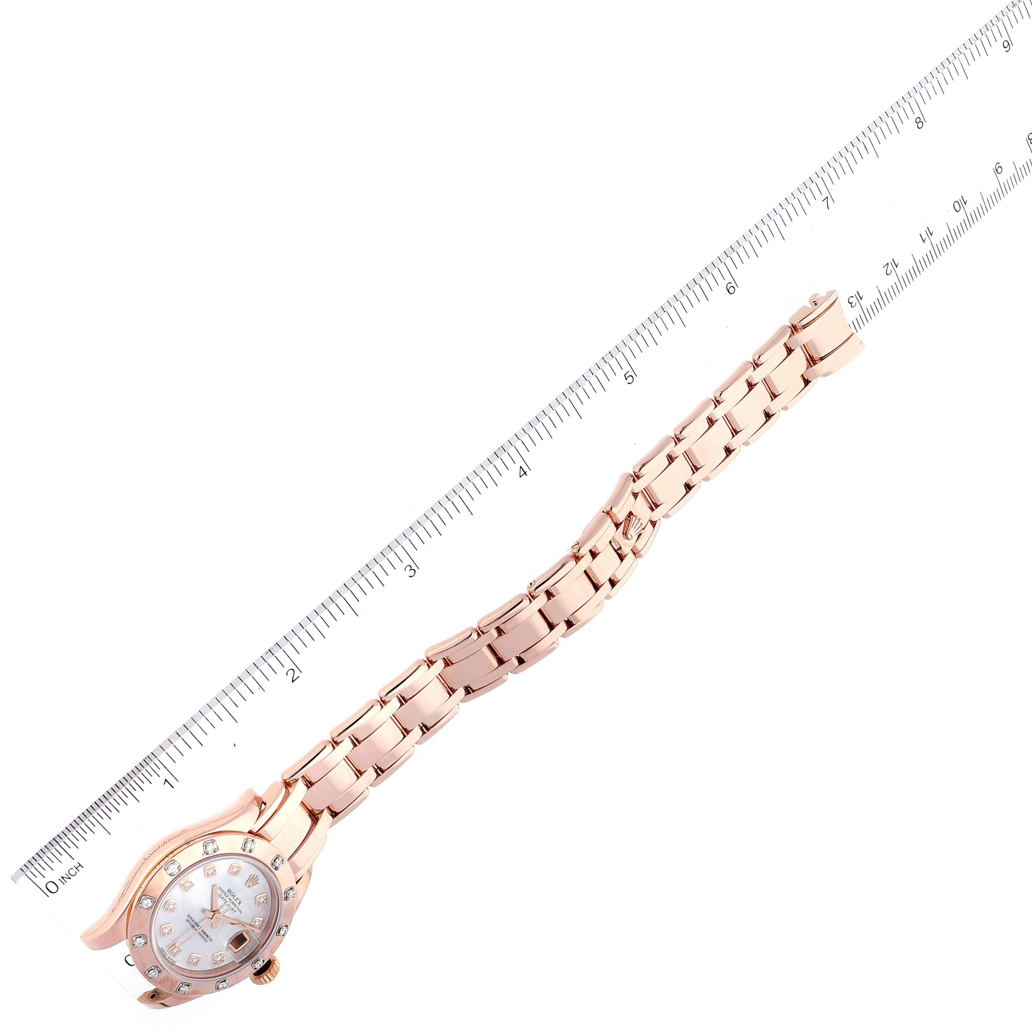Rolex Pearlmaster Rose Gold Mother of Pearl Diamond Dial Ladies Watch 80315