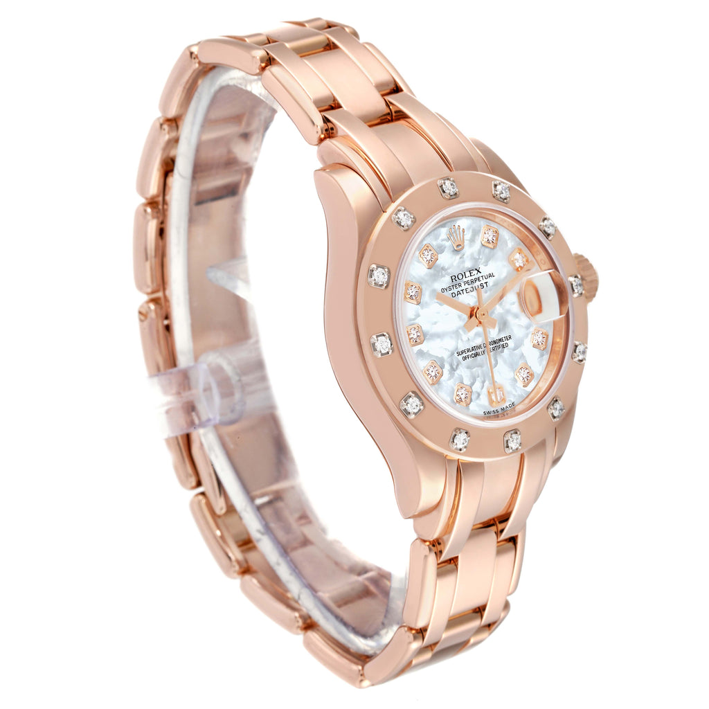 Rolex Pearlmaster Rose Gold Mother of Pearl Diamond Dial Ladies Watch 80315