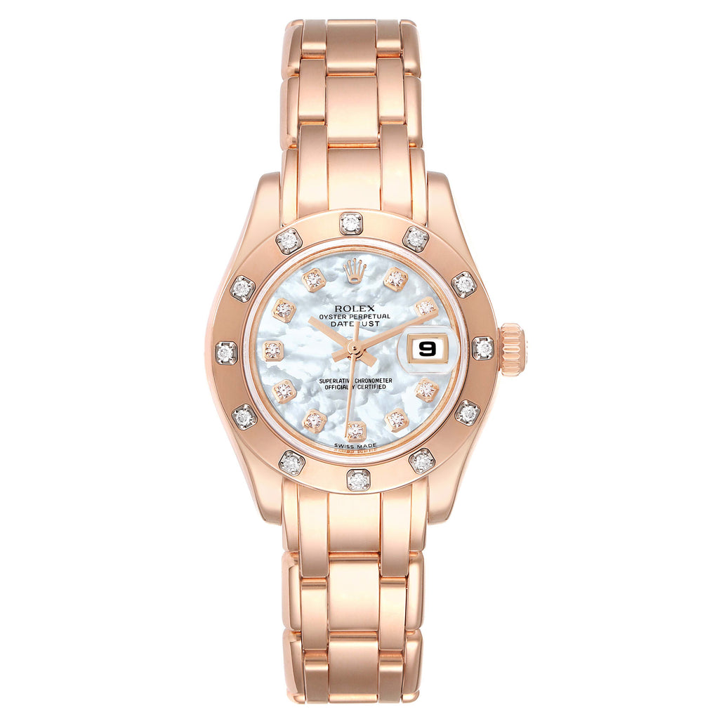 Rolex Pearlmaster Rose Gold Mother of Pearl Diamond Dial Ladies Watch 80315
