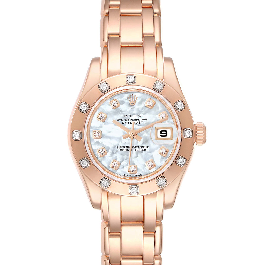 Rolex Pearlmaster Rose Gold Mother of Pearl Diamond Dial Ladies Watch 80315