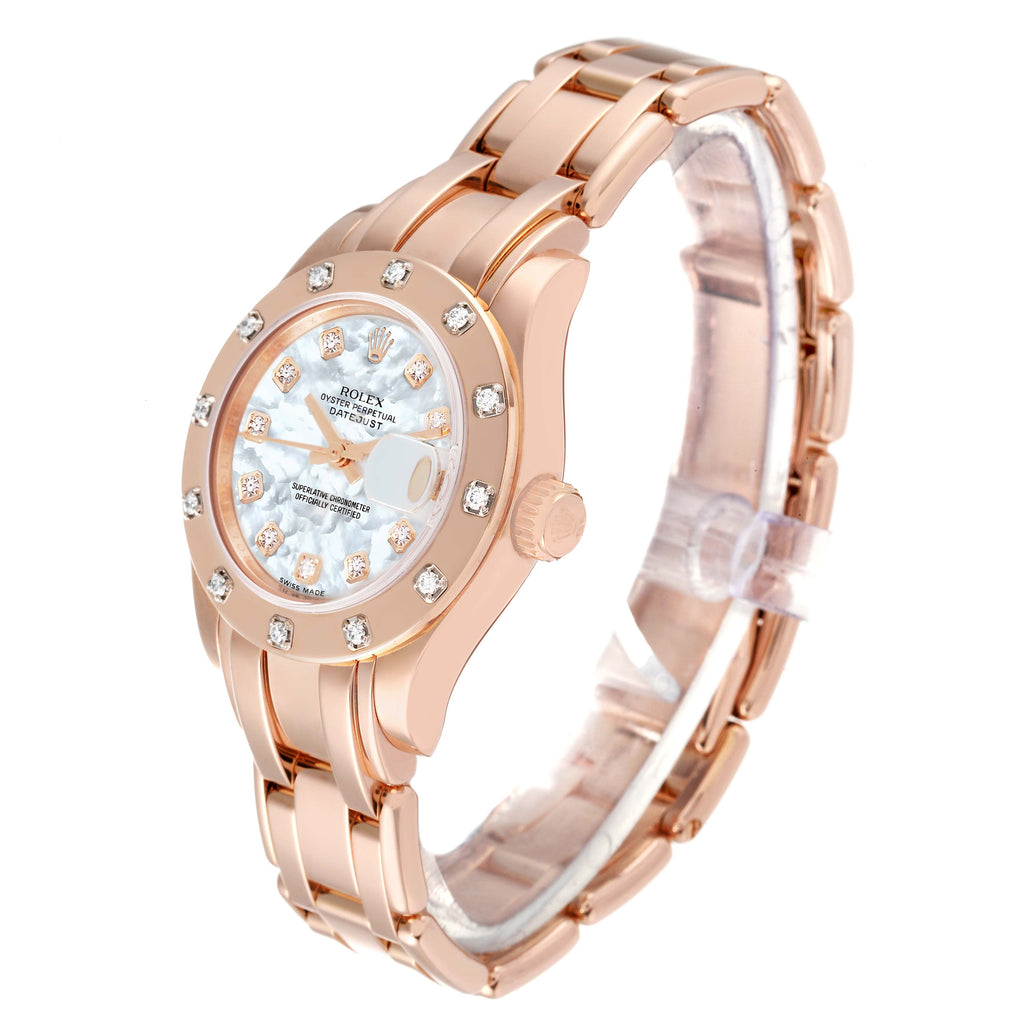 Rolex Pearlmaster Rose Gold Mother of Pearl Diamond Dial Ladies Watch 80315