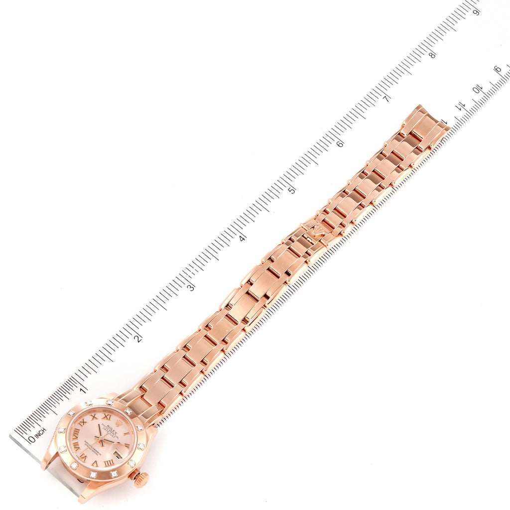 Rolex Pearlmaster Rose Gold Rose Roman Dial Diamond Ladies Watch 80315 Box Card