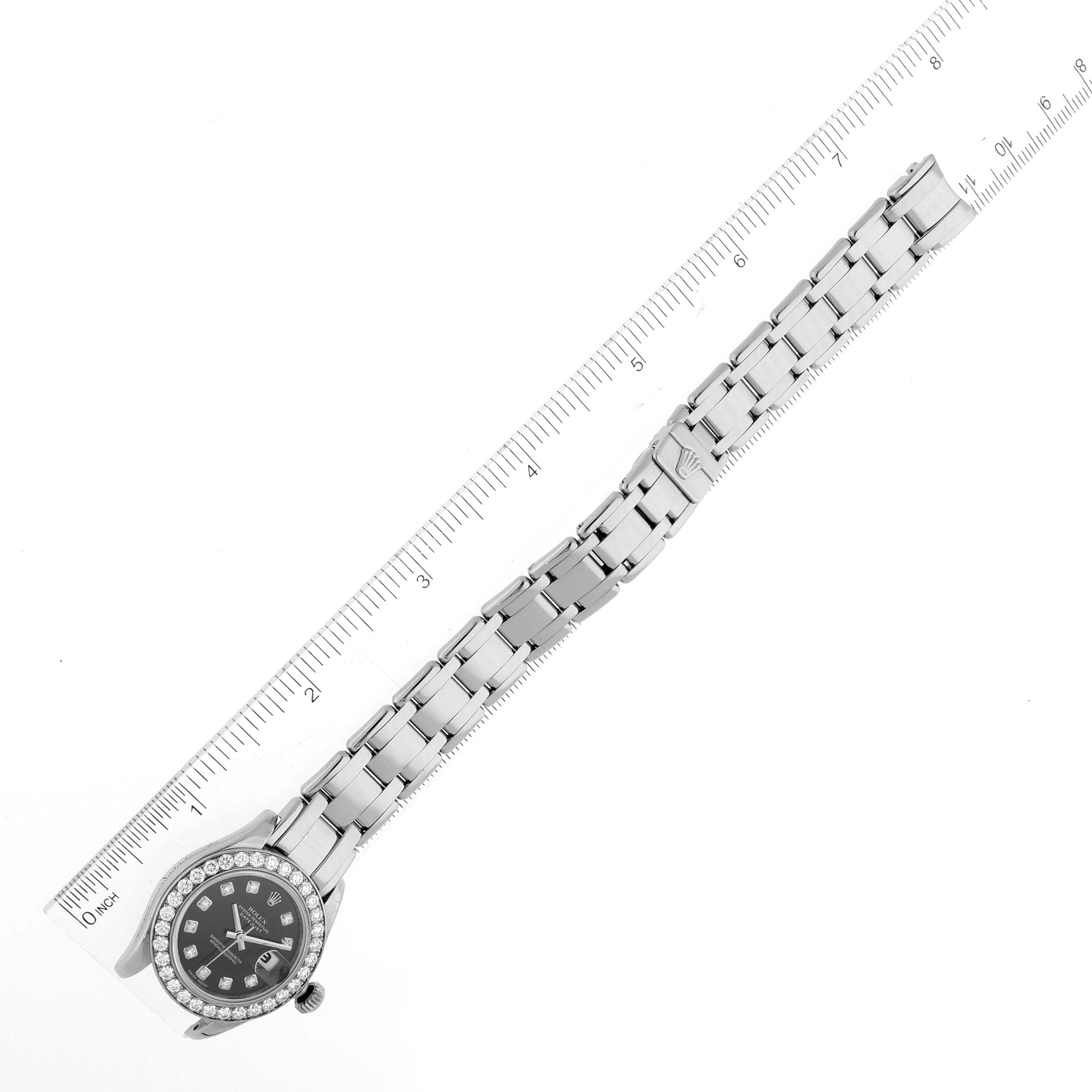 Rolex Pearlmaster White Gold Black Diamond Ladies Watch 80299