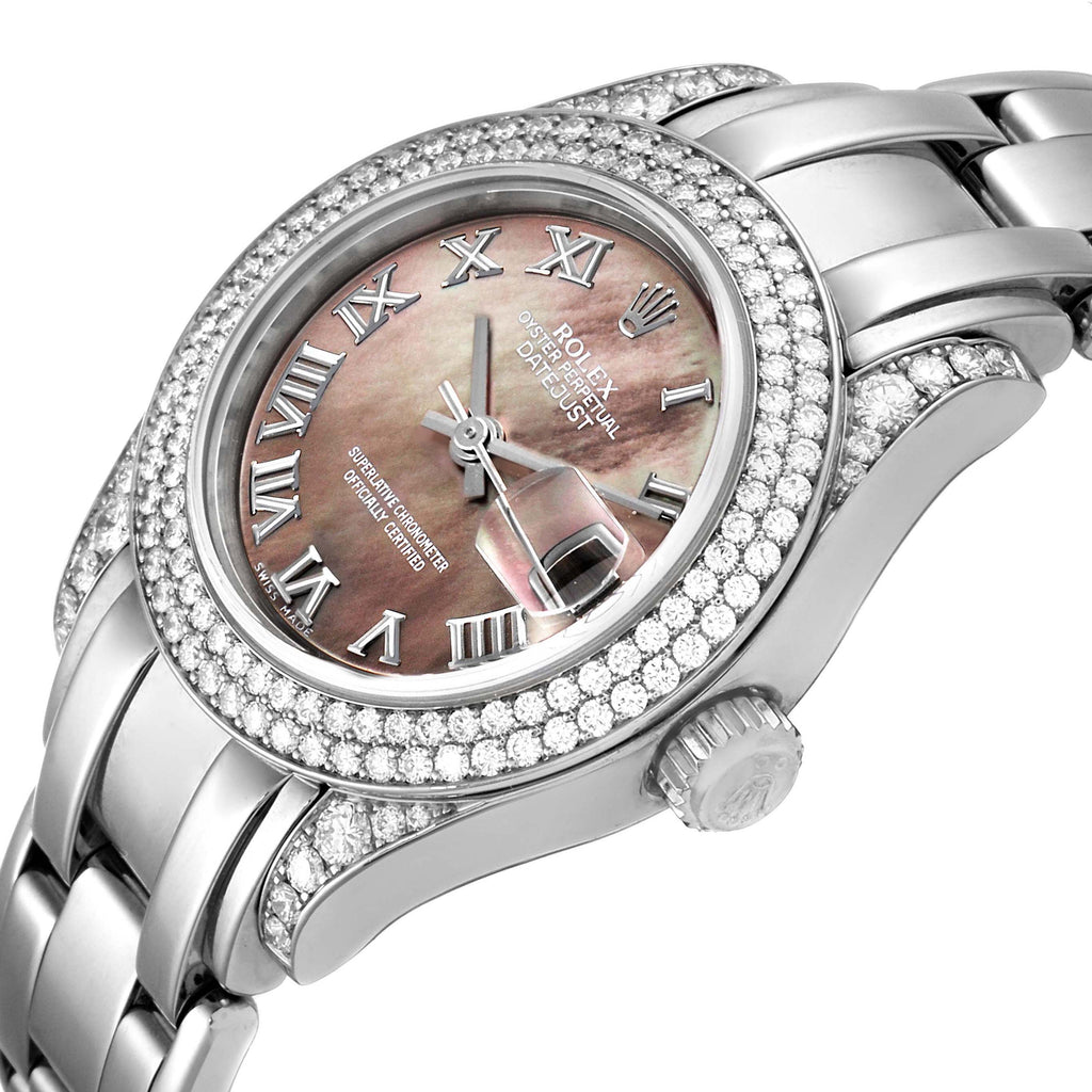 Rolex Pearlmaster White Gold Mother of Pearl Diamond Ladies Watch 69359