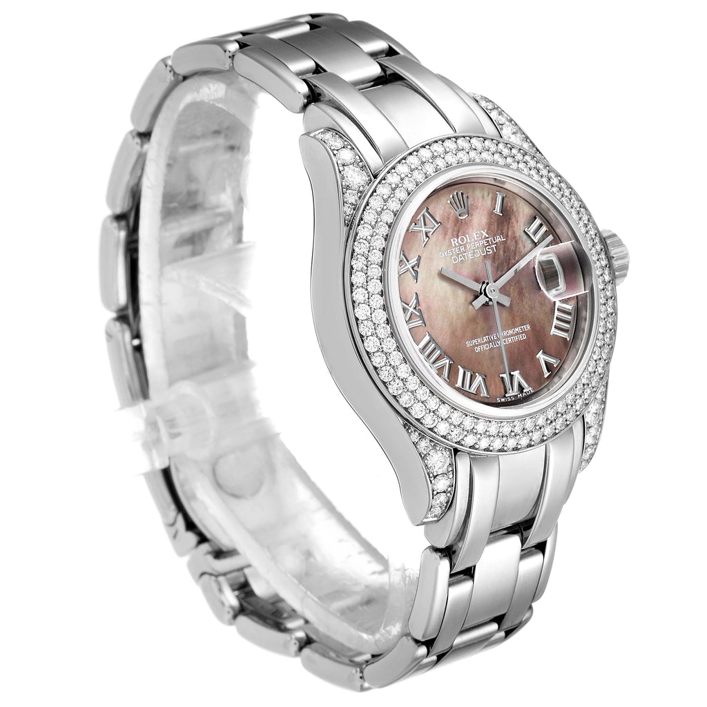Rolex Pearlmaster White Gold Mother of Pearl Diamond Ladies Watch 69359