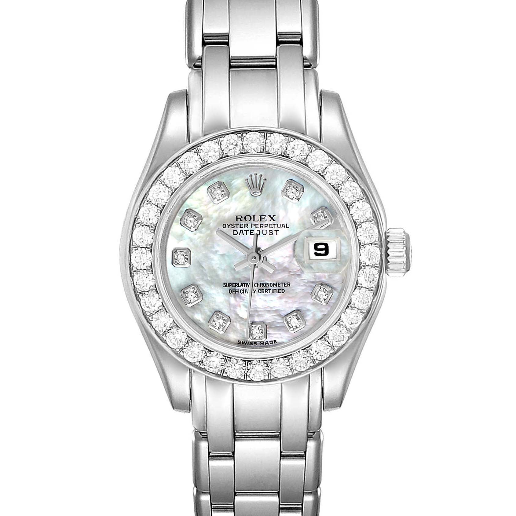Rolex Pearlmaster White Gold MOP Diamond Ladies Watch 80299