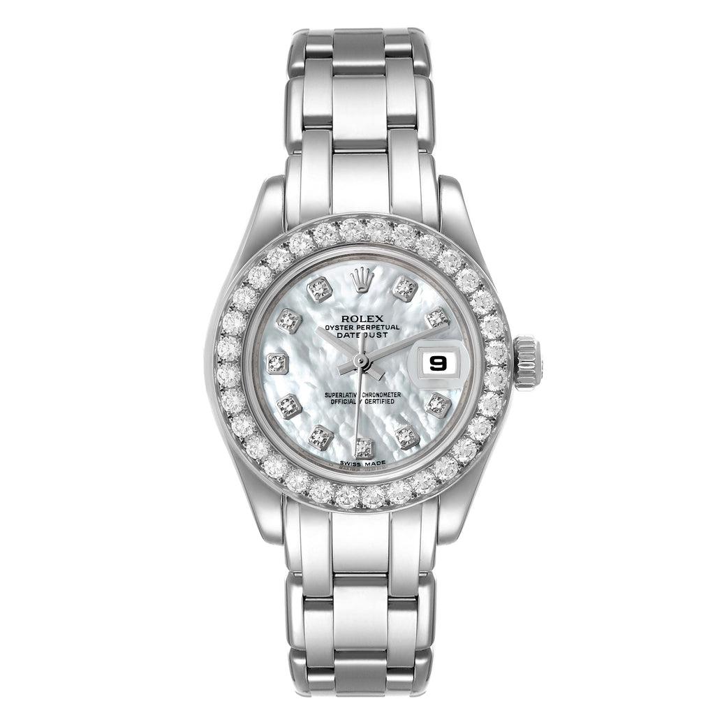 Rolex Pearlmaster  White Gold MOP Diamond Ladies Watch 80299 Papers