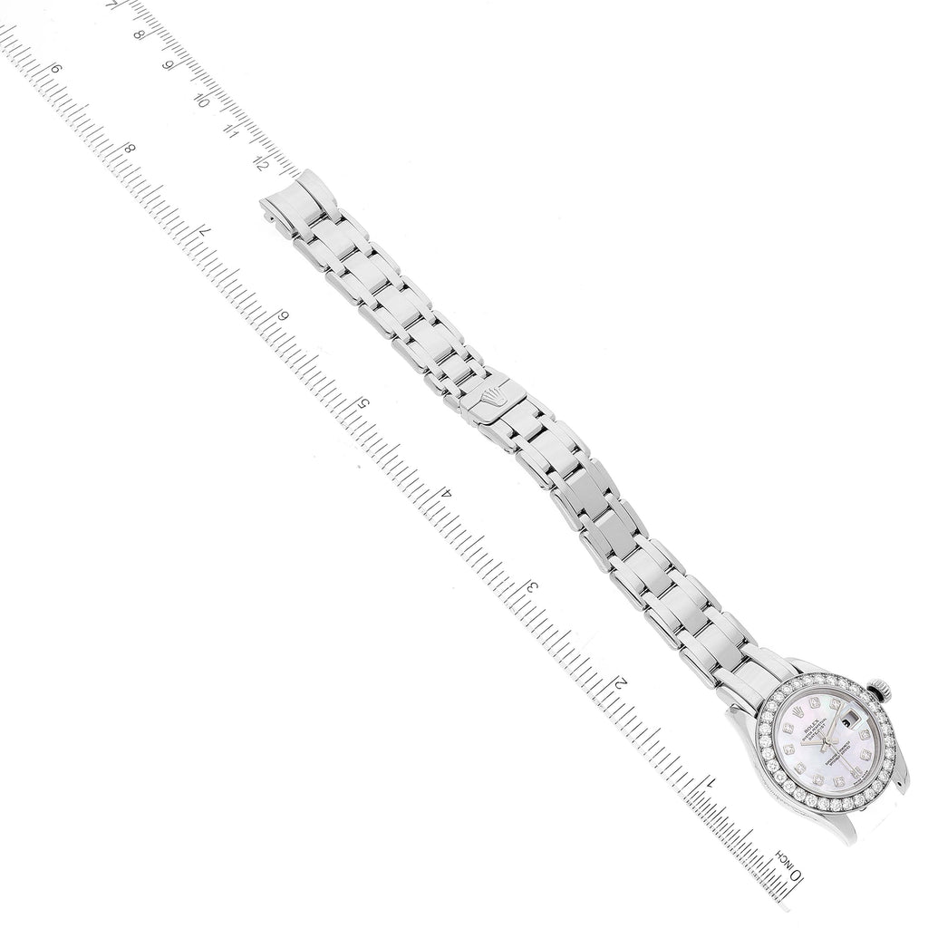 Rolex Pearlmaster  White Gold MOP Diamond Ladies Watch 80299 Papers