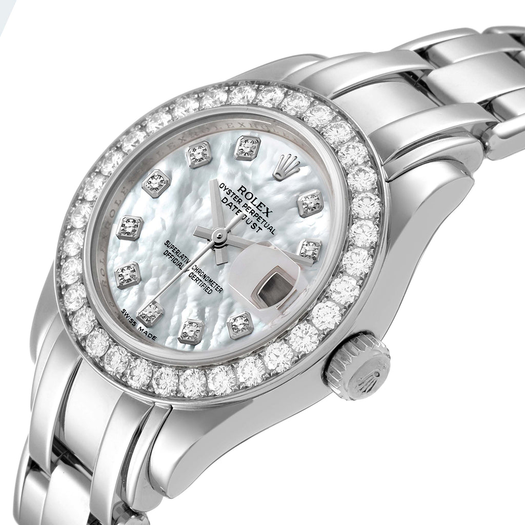 Rolex Pearlmaster  White Gold MOP Diamond Ladies Watch 80299 Papers