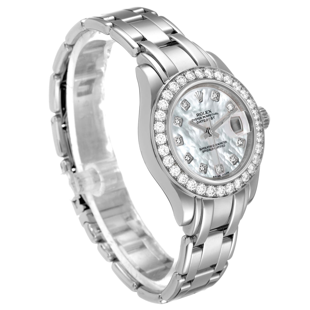 Rolex Pearlmaster  White Gold MOP Diamond Ladies Watch 80299 Papers