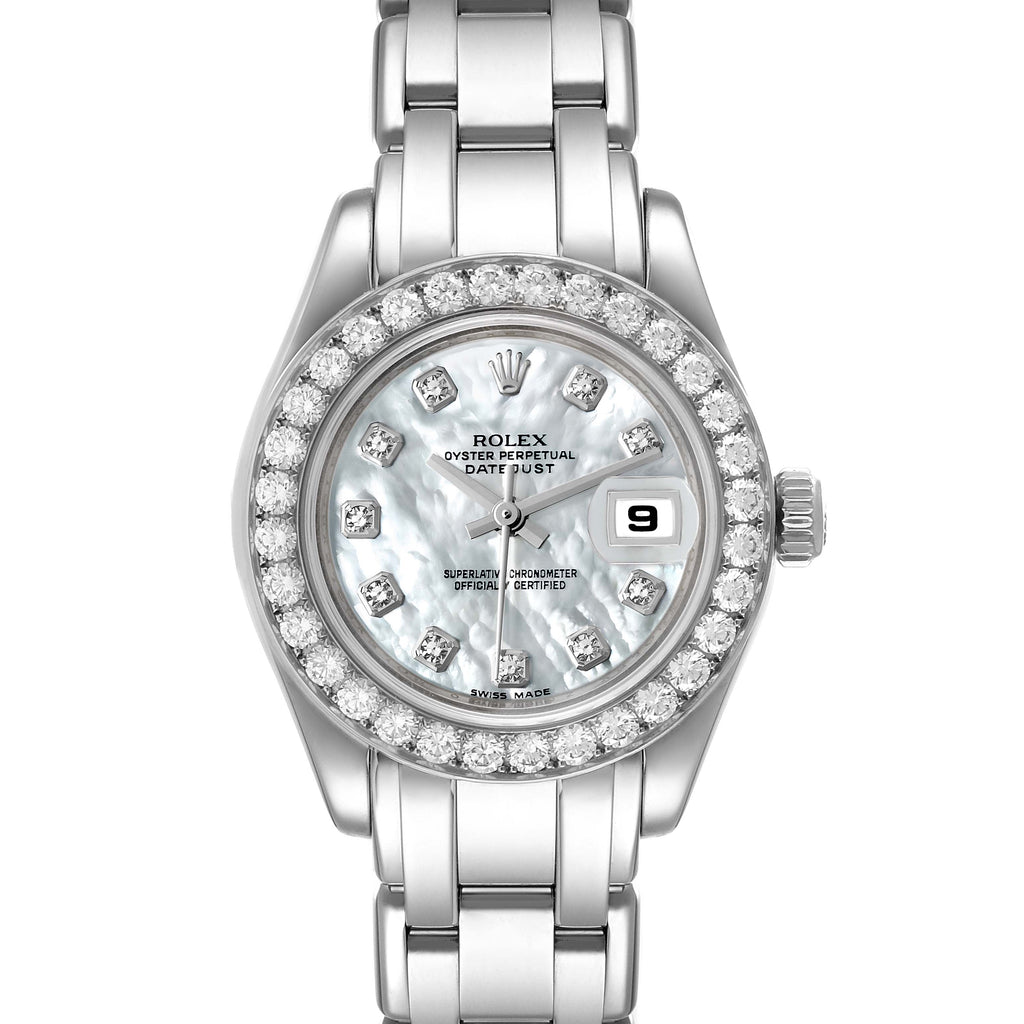 Rolex Pearlmaster  White Gold MOP Diamond Ladies Watch 80299 Papers