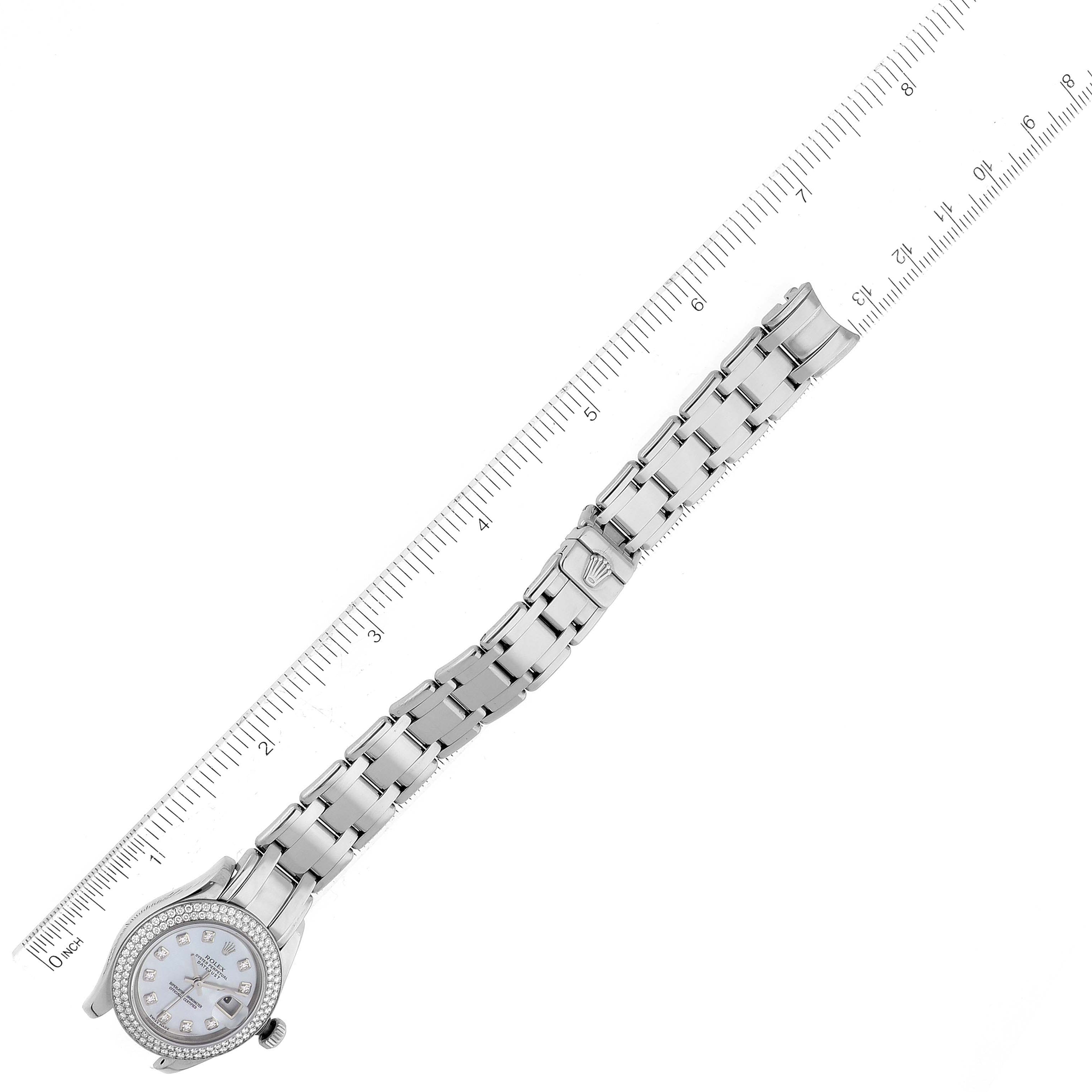 Rolex Pearlmaster White Gold MOP Diamond Ladies Watch 80339 Box Papers