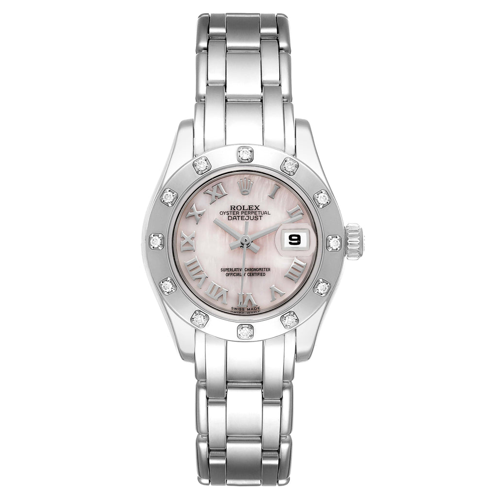 Rolex Pearlmaster White Gold Mother of Pearl Diamond Ladies Watch 80319