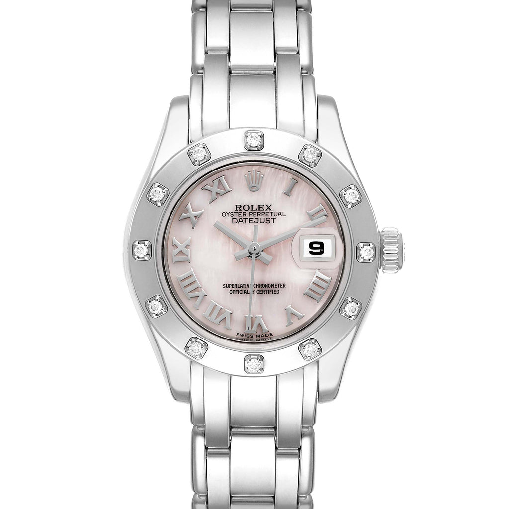 Rolex Pearlmaster White Gold Mother of Pearl Diamond Ladies Watch 80319
