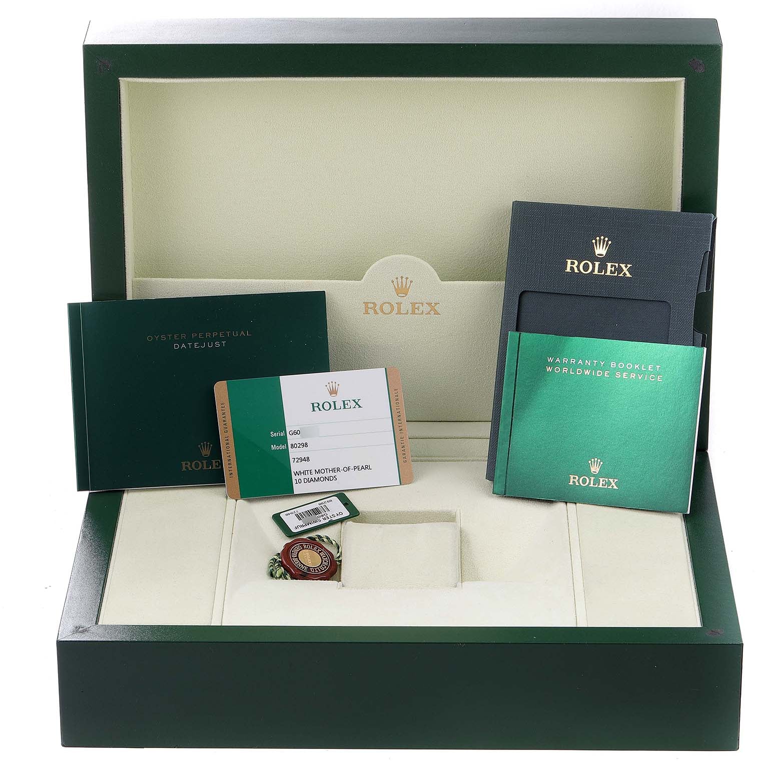 Rolex Pearlmaster Yellow Gold MOP Diamond Ladies Watch 80298 Box Card