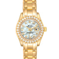 Rolex Pearlmaster Yellow Gold MOP Diamond Ladies Watch 80298 Box Card
