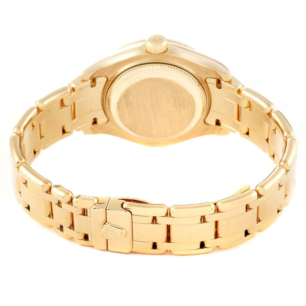 Rolex Pearlmaster Yellow Gold Mother of Pearl Diamond Pink Sapphire Ladies Watch 80308