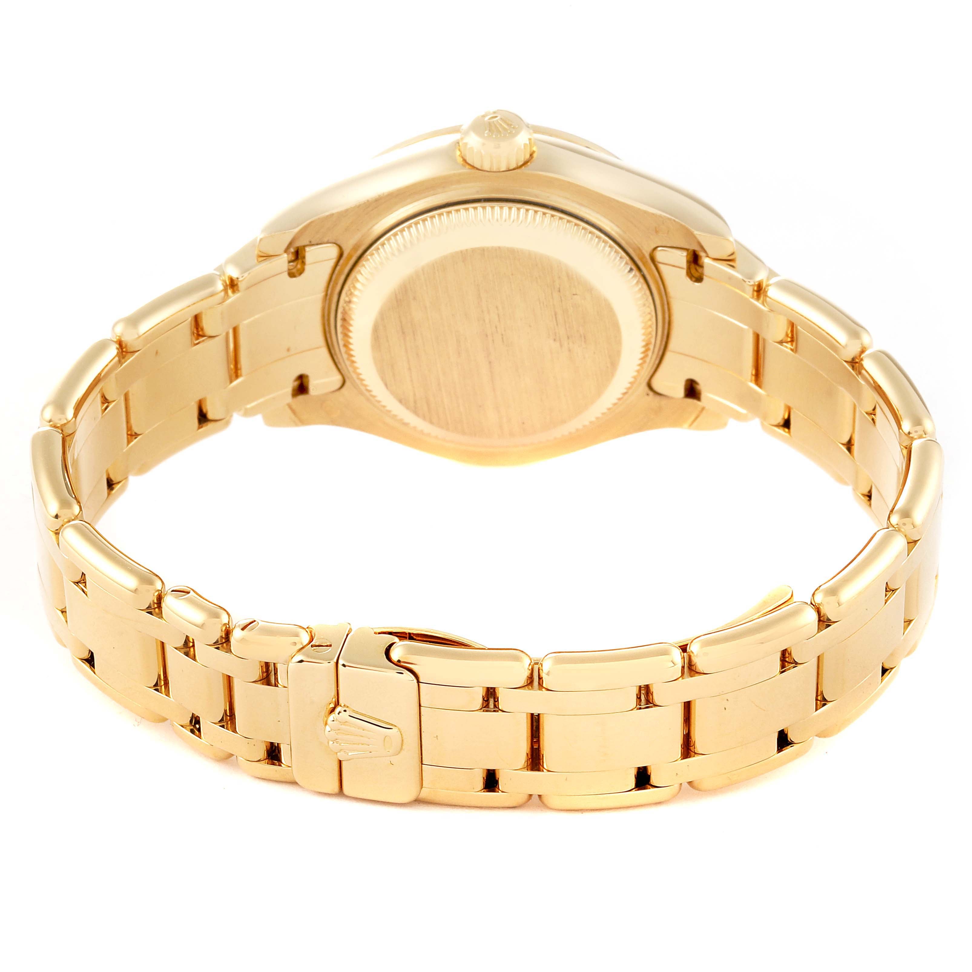 Rolex Pearlmaster Yellow Gold Mother of Pearl Diamond Pink Sapphire Ladies Watch 80308