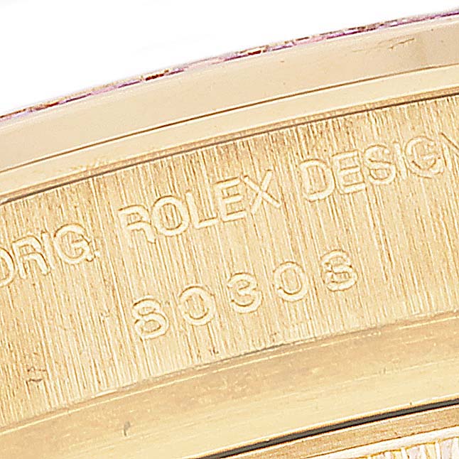 Rolex Pearlmaster Yellow Gold Mother of Pearl Diamond Pink Sapphire Ladies Watch 80308