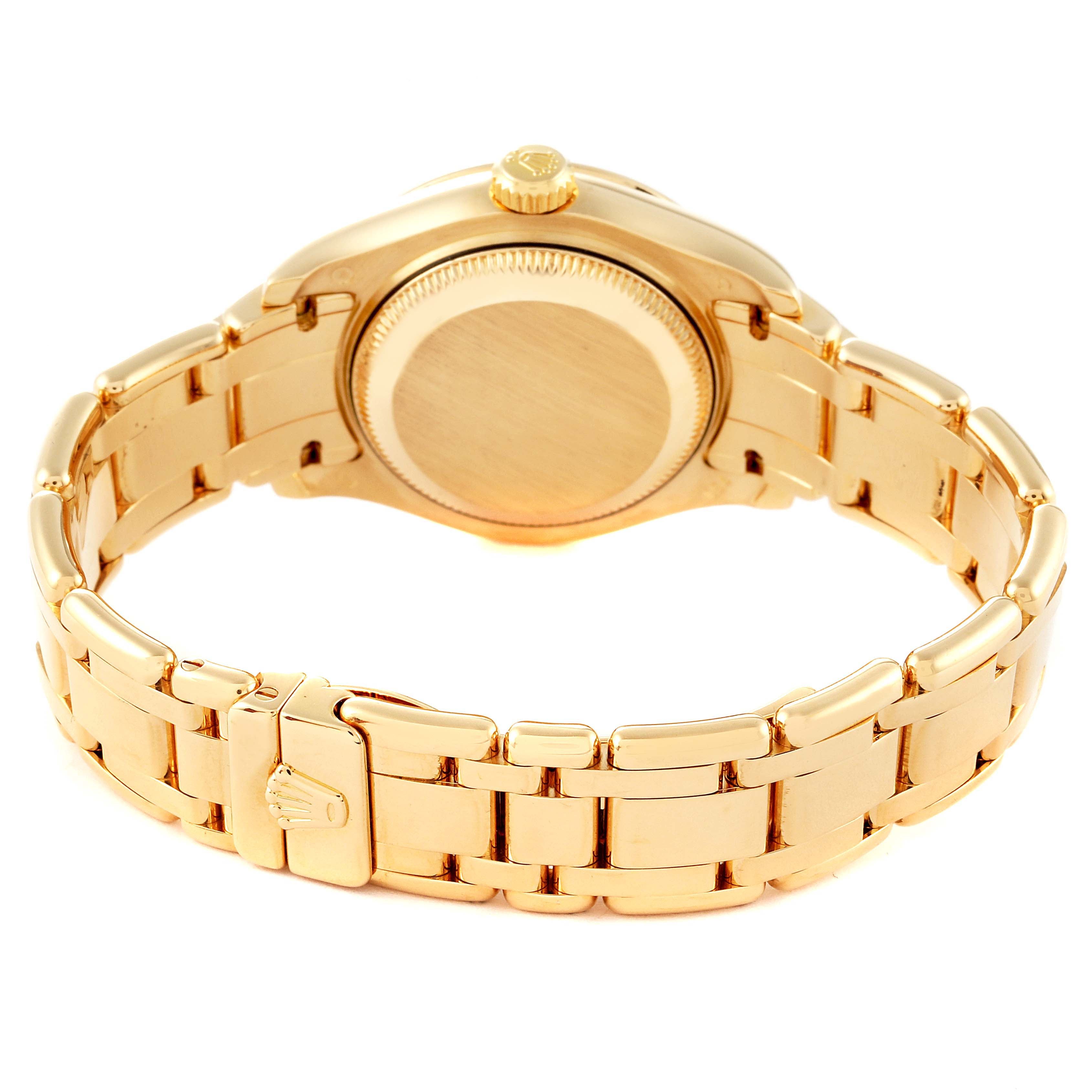 Rolex Pearlmaster Yellow Gold White Dial Diamond Ladies Watch 80318 Box Card