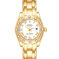 Rolex Pearlmaster Yellow Gold White Dial Diamond Ladies Watch 80318 Box Card