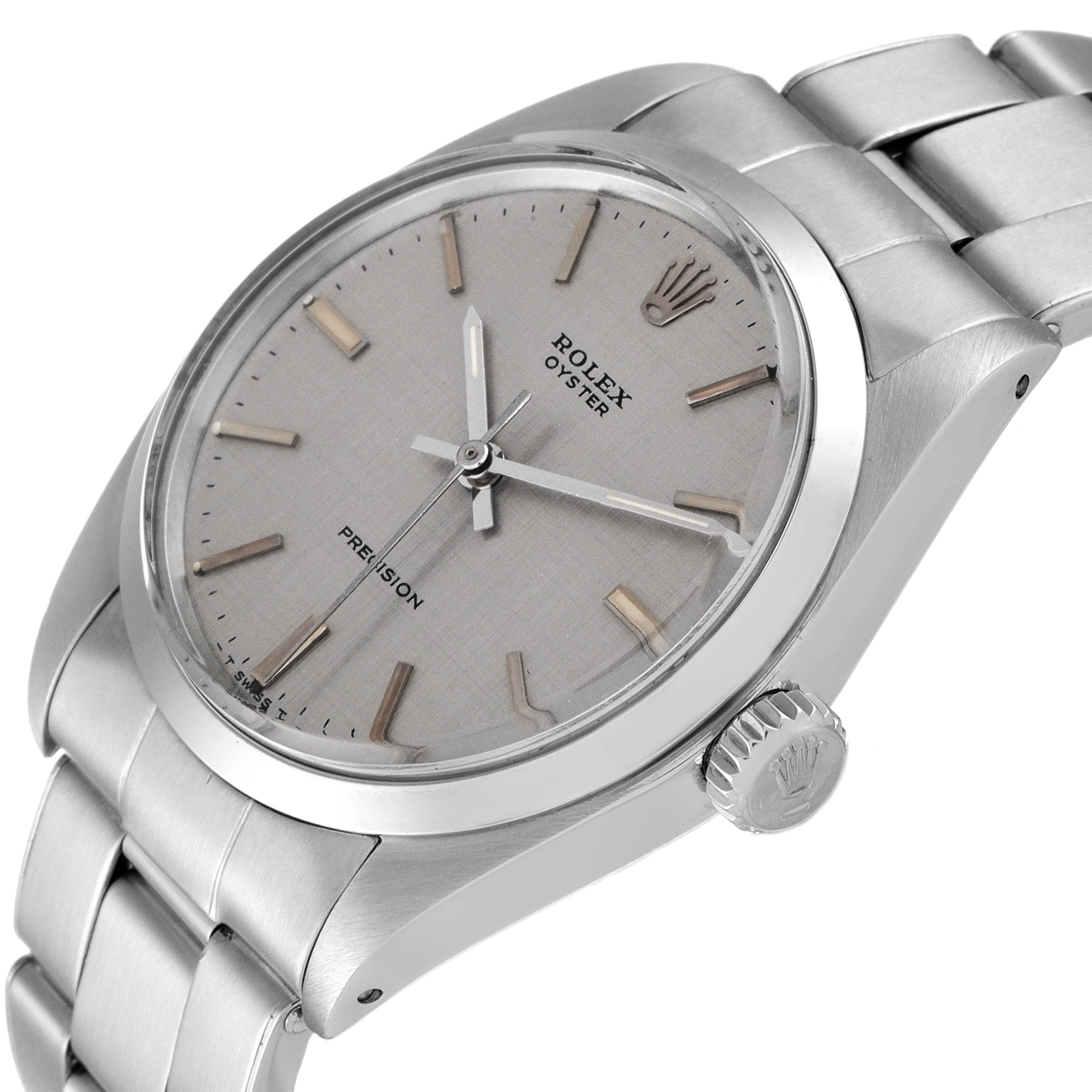 Rolex Precision Vintage Silver Linen Dial Steel Mens Watch 6426
