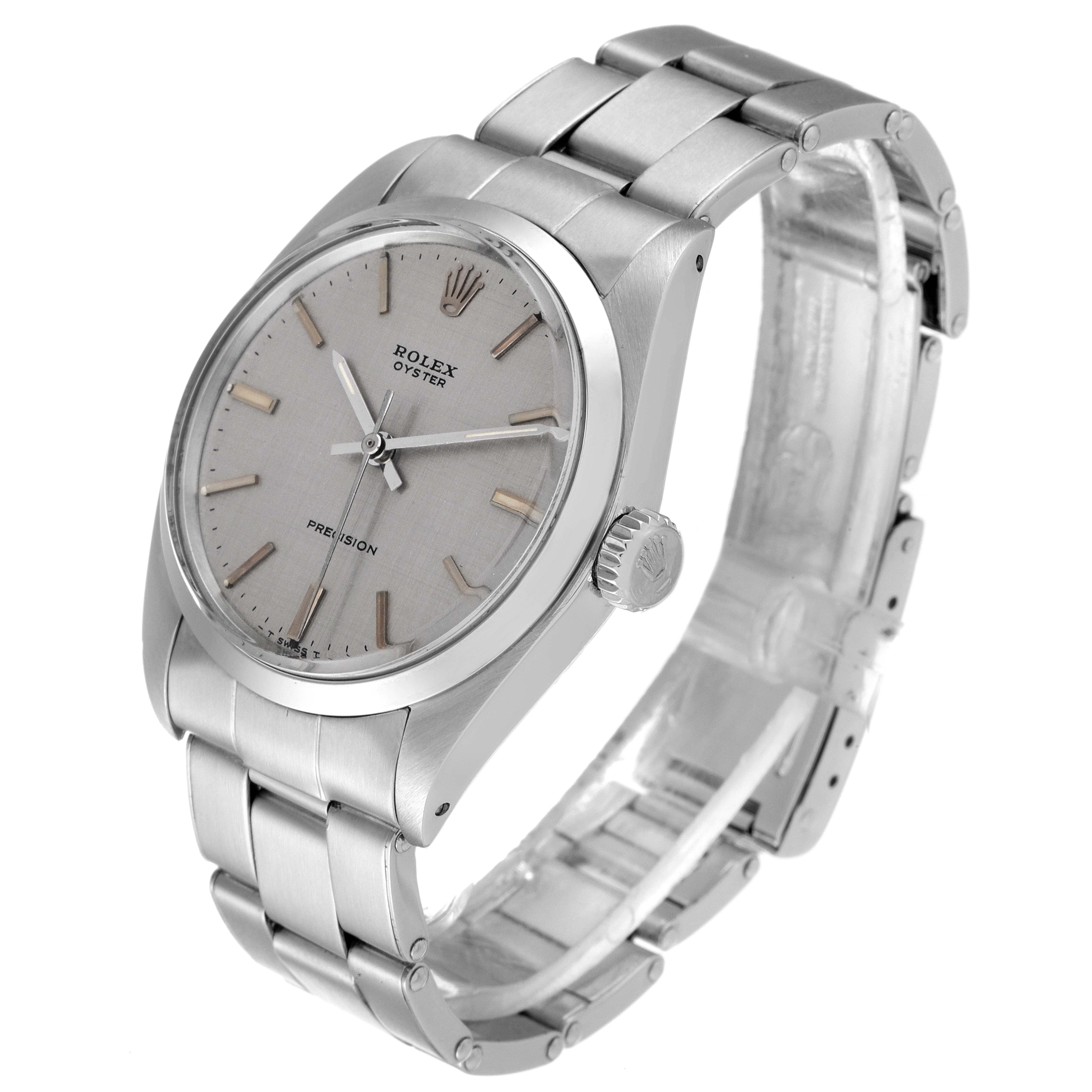 Rolex Precision Vintage Silver Linen Dial Steel Mens Watch 6426